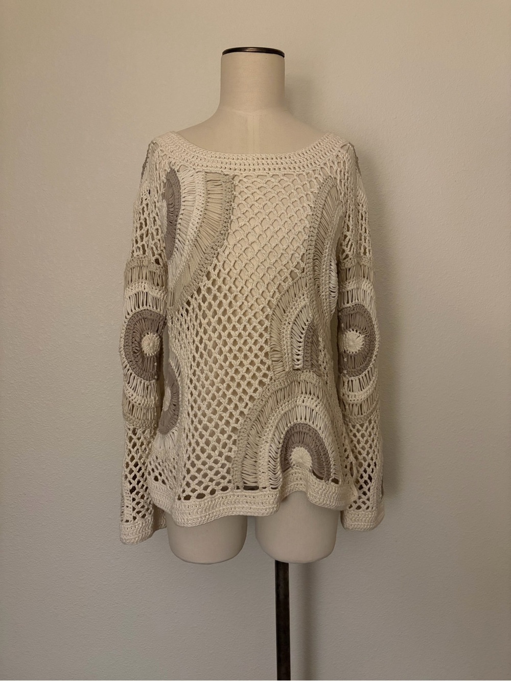Sigrid Olsen Open Knit Crochet Sweater